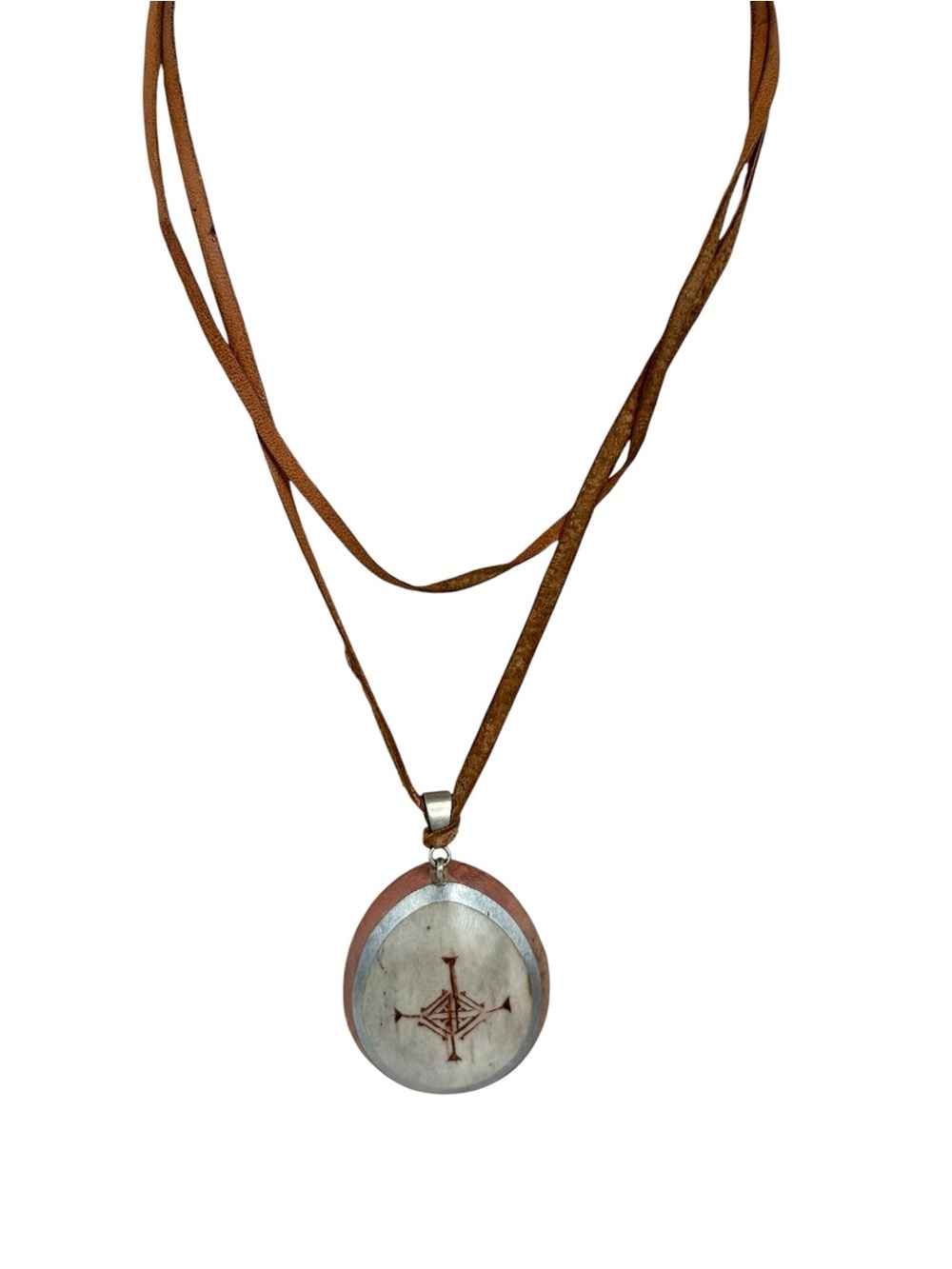 Sámi handicraft (duodji), handmade shaman drum pendant necklace.
